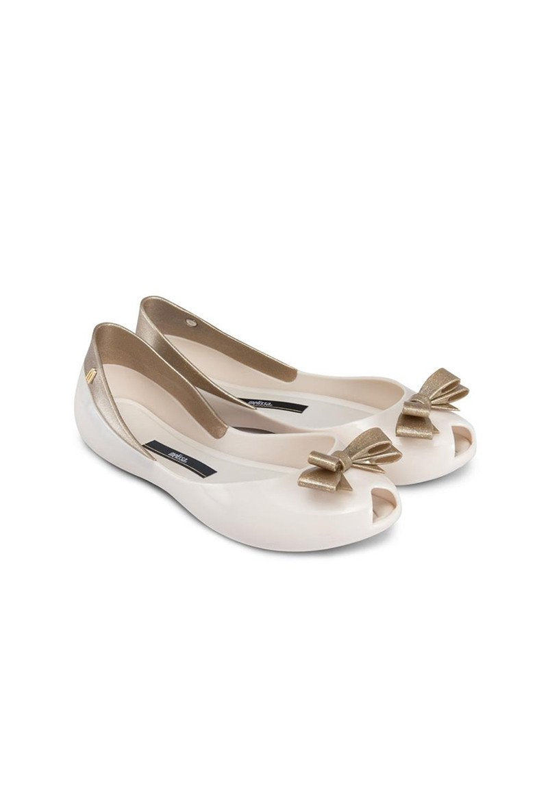 Melissa Queen Flats (White/Gold)