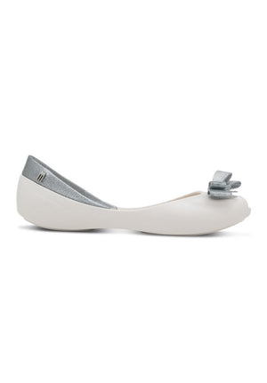 Melissa Queen Flats (White/Silver)
