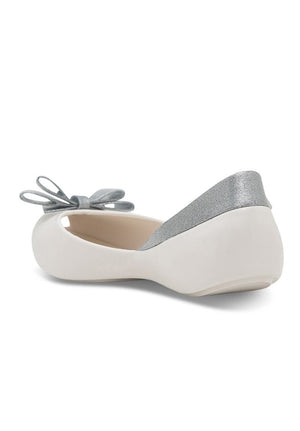 Melissa Queen Flats (White/Silver)